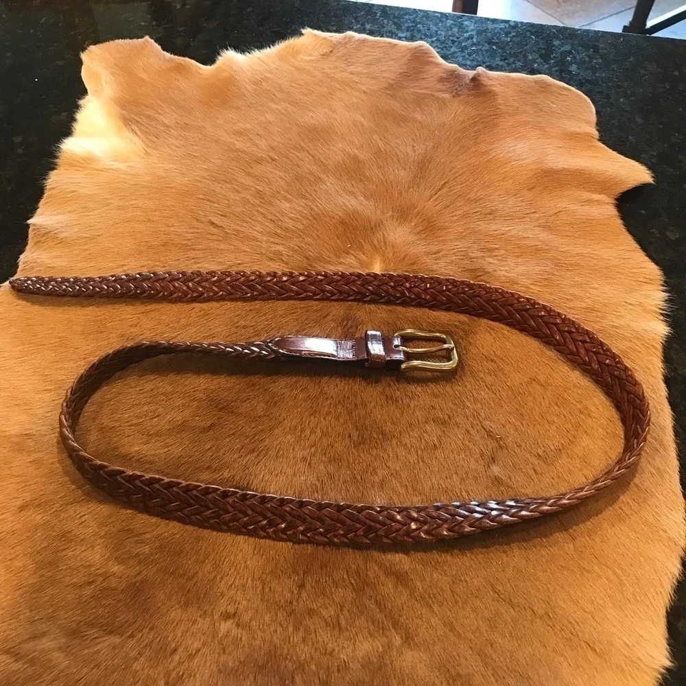 Land's End genuine leather cognac brown belt